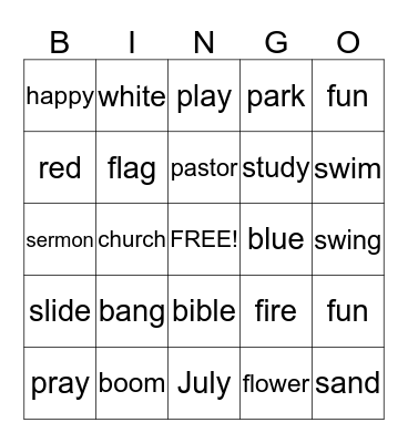 July 4th Bingo Card