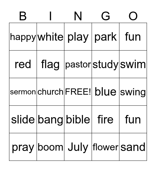 July 4th Bingo Card