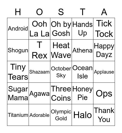 HOSTA BINGO Card