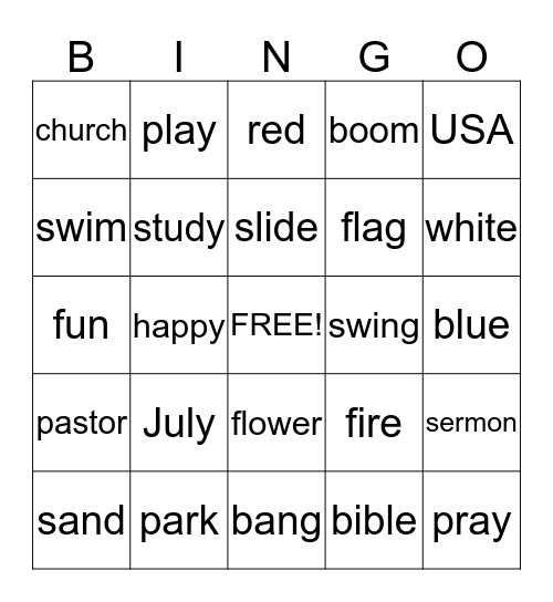 July 4th Bingo Card