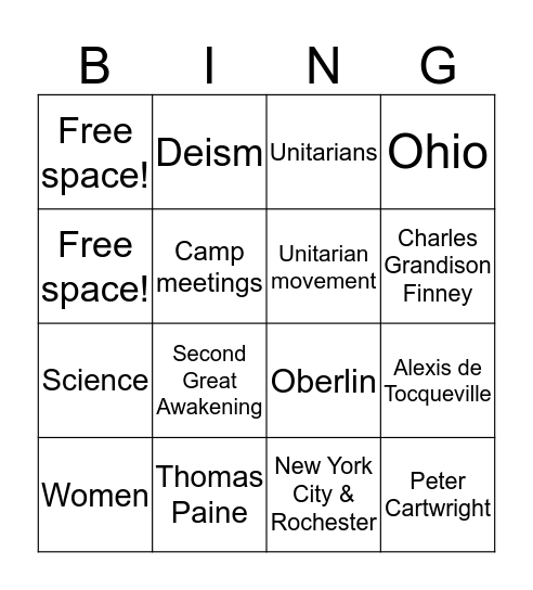 Reviving Religion  Bingo Card