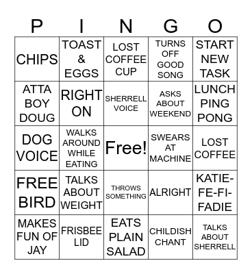 PETE BINGO Card