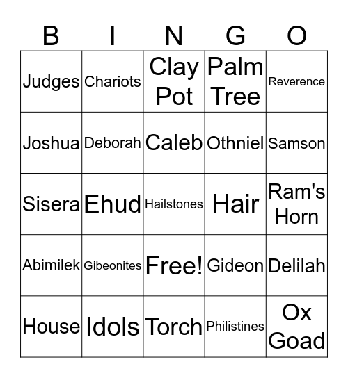 Joshua and Judges Bingo Card