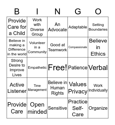 What is Social Work? Bingo Card