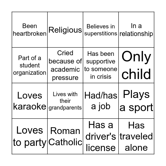 HUMAN BINGO Card