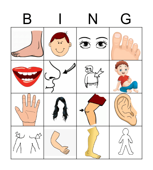 Body Parts Bingo Card