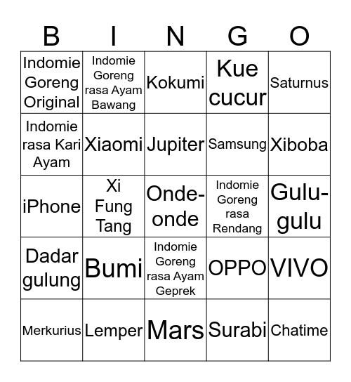 Bismillah, Alyssa harus menang! Bingo Card