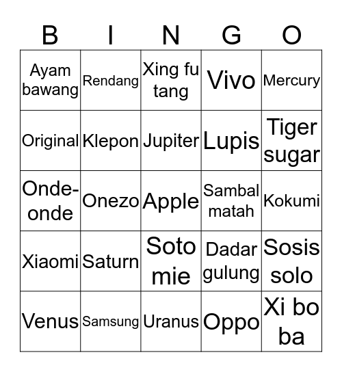 @mirandelie Bingo Card