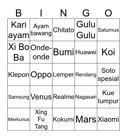 Bingonya Aquina Bingo Card