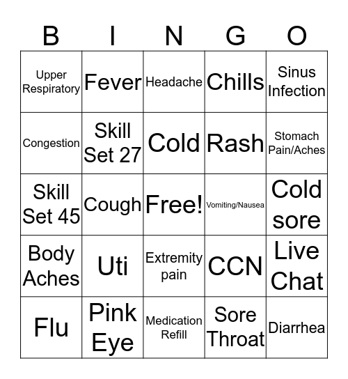 Virtual Bingo  Bingo Card