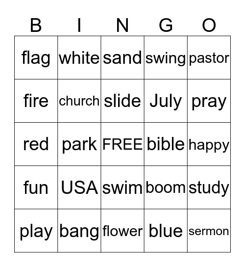 July 4th Bingo Card