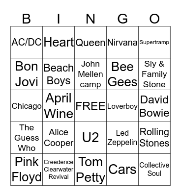 MUSIC BINGO Card