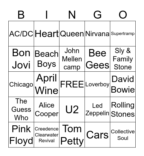 MUSIC BINGO Card