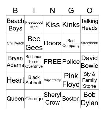 MUSIC BINGO Card