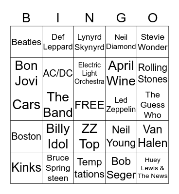 MUSIC BINGO Card