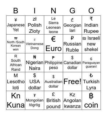 Personal Finance Bingo Card