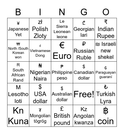 Personal Finance Bingo Card