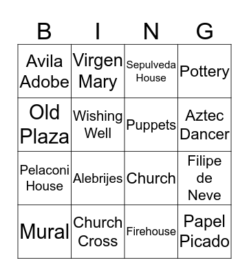 Olvera Street Bingo Card