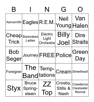 MUSIC BINGO Card
