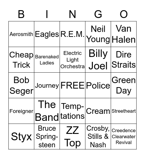 MUSIC BINGO Card