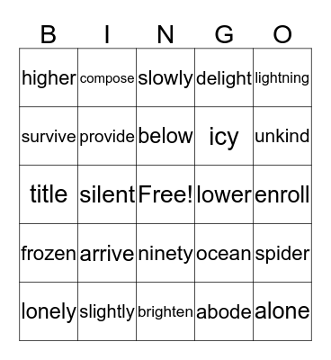 B2 Lesson 115-116 Bingo Card