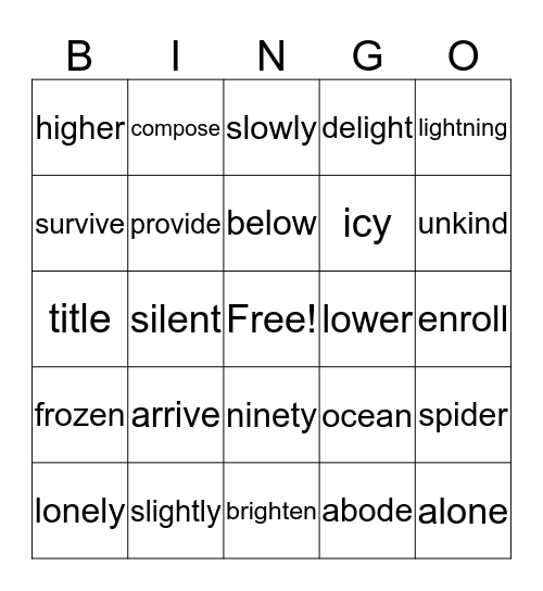 B2 Lesson 115-116 Bingo Card