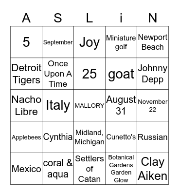 Bingo Card