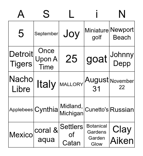Bingo Card