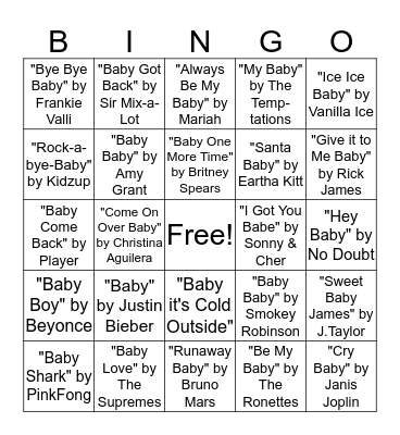 "Baby" Shower Bingo Card