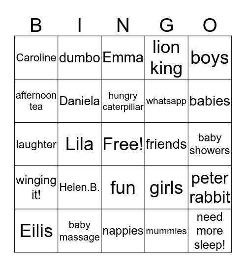 Dellymummies Bingo Card