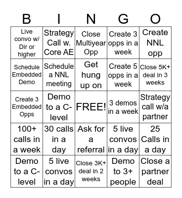 SALES BINGO Card