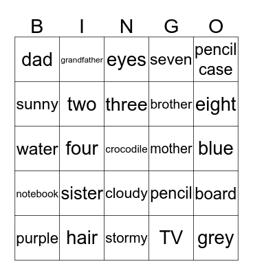 Welcome back! Bingo Card