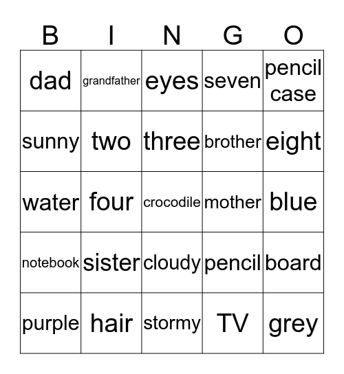 Welcome back! Bingo Card