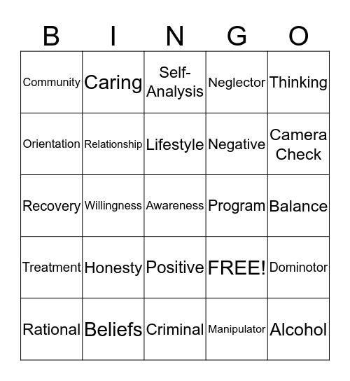 R-DAP Bingo Card