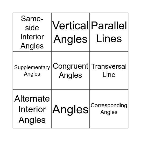 Lines & Angles Loteria Bingo Card