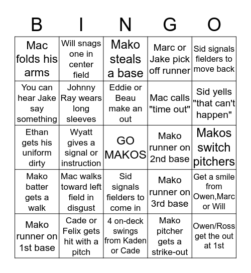 MAKOS BINGO Card