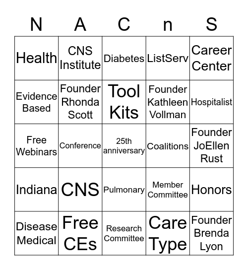 New NACNS Member Bingo Card
