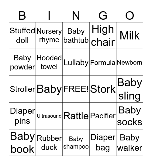 Baby Baylee Bingo Card