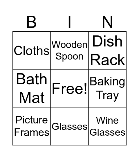 Bridal Bingo Card