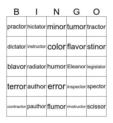 -or Bingo Card