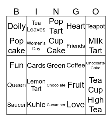 Women's Day High Tea Bingo Card