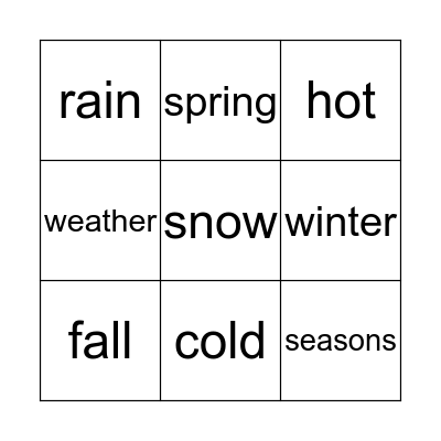 Seasons & Weather Bingo Card
