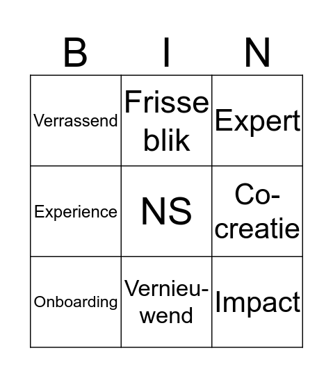 NS Onboarding Bingo Card