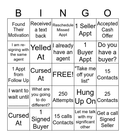 SALES BINGO Card