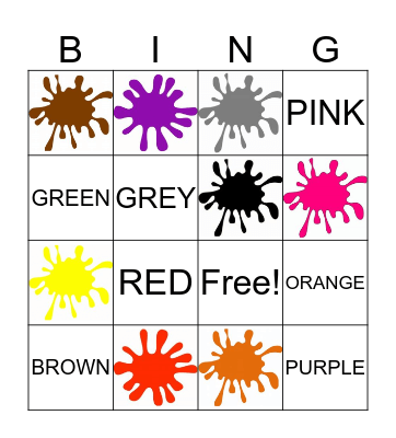 Color Bingo!  Bingo Card