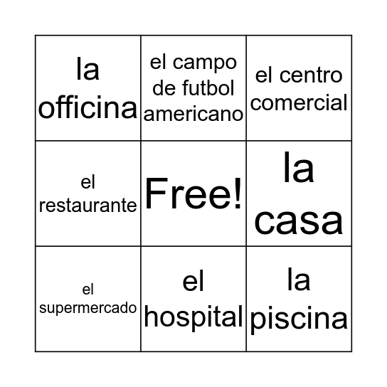 Escuela Elem. Bingo Card