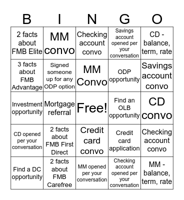 FMB BINGO Card