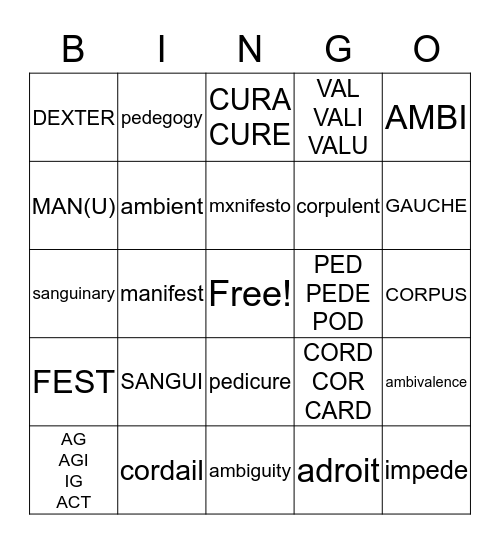 USING YOUR HEAD  Bingo Card