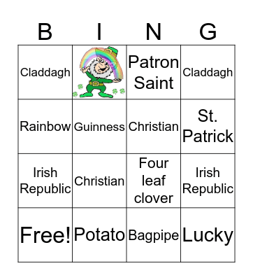 St. Patricks Day Bingo Card