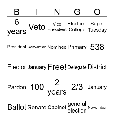 US Government Bingo Card